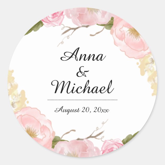 Stickers de mariage botanique floral blanc (Devant)