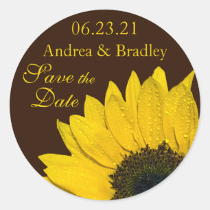 Stickers de mariage Brown de tournesol personnalis