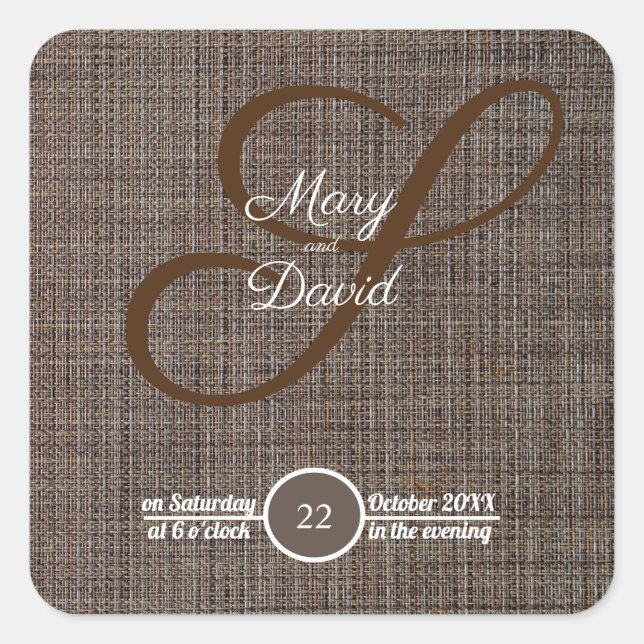 Stickers de mariage Brown rustique (Devant)