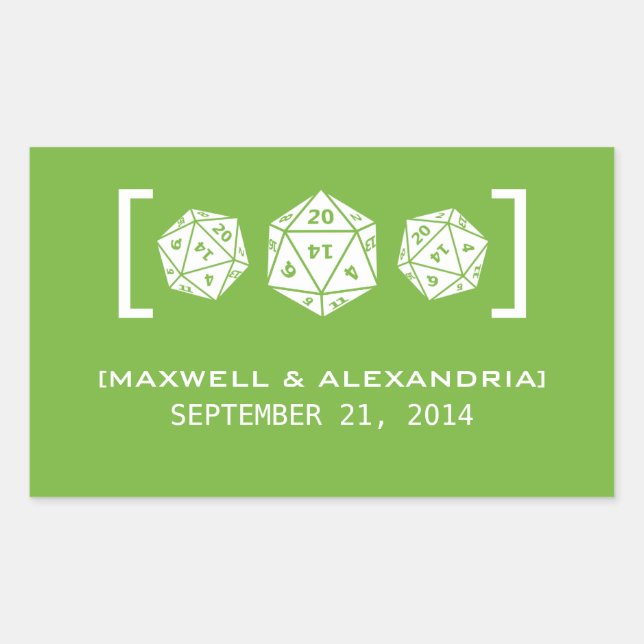 Stickers De Mariage D20 Dice Vert (Devant)