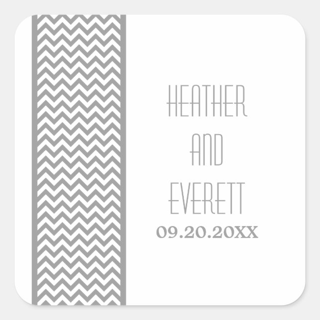 Stickers de mariage de frontière Grey Chevron (Devant)