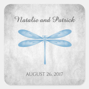 Stickers de mariage de libellules bleus