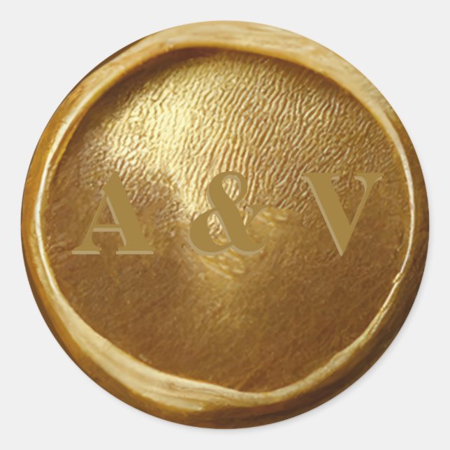 Stickers De Mariage De Phoque Monogrammé En Or (Devant)