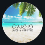 Stickers de mariage de plage de l'île tropicale<br><div class="desc">Coordonner les autocollants pour correspondre à nos invitations de mariage sur la plage de Tropical Island. Customisez avec votre date et vos noms mariages. Idéal pour les autocollants d'enveloppe ou les faveurs de mariage.</div>