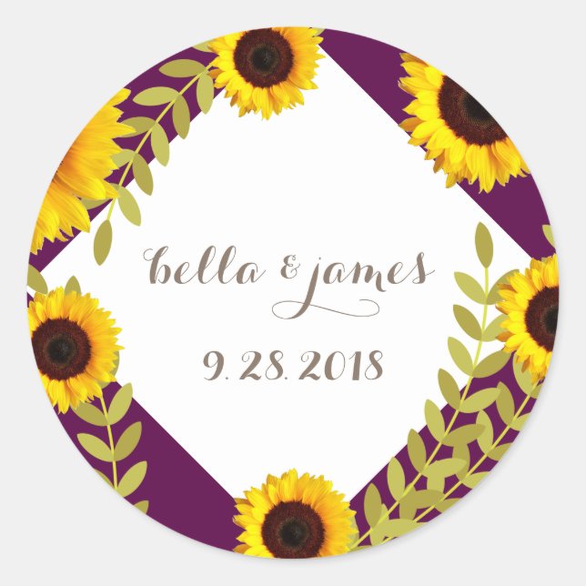 Stickers de mariage de prune rustique (Devant)