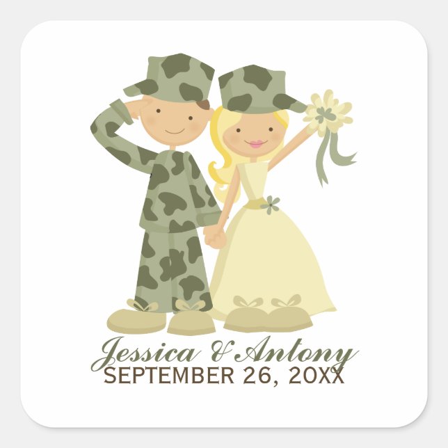 Stickers de mariage de soldat et d'épouse (Devant)