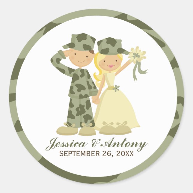 Stickers de mariage de soldat et d'épouse (Devant)