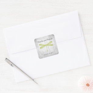 Stickers de mariage des libellules verts