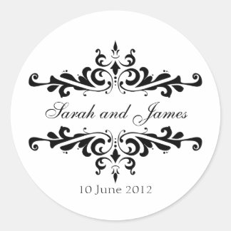 Stickers de mariage élégant avec nom et date