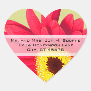 Stickers de mariage élégant rose Gerber Daisy