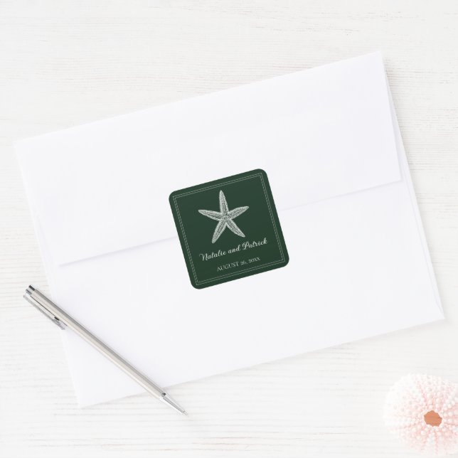 Stickers de mariage Emerald Green Starfish (Enveloppe)