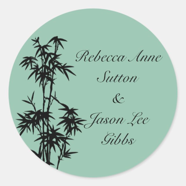 Stickers de mariage en bambou vert (Devant)