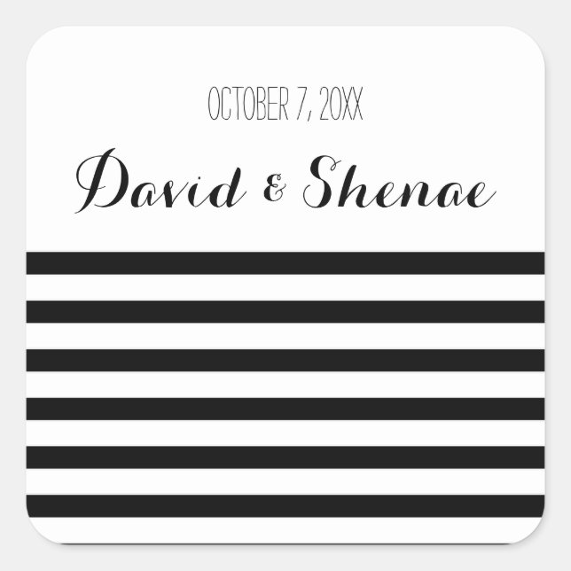Stickers de mariage en bande noire et blanche mode (Devant)