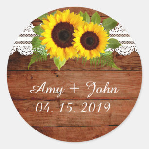Stickers de mariage en dentelle de tournesols rust