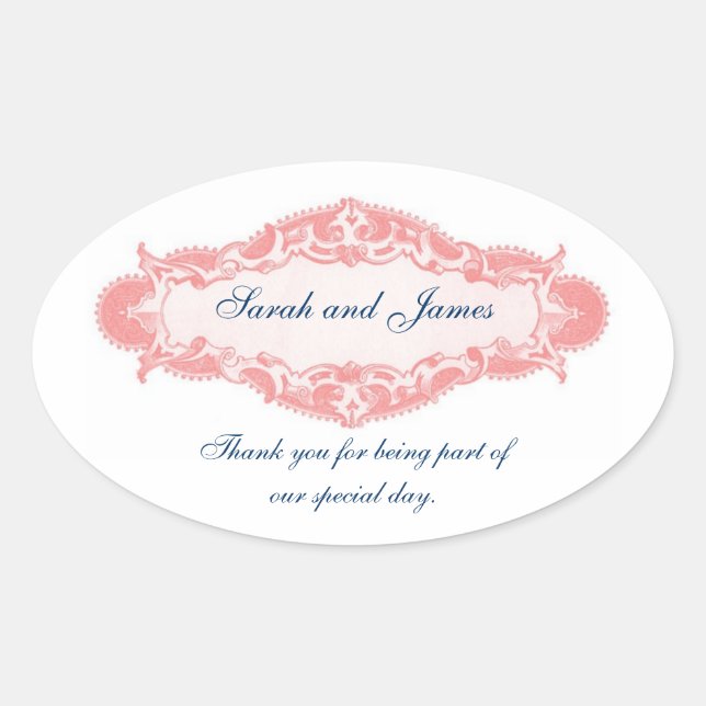 Stickers de mariage en Merci rose vintage (Devant)