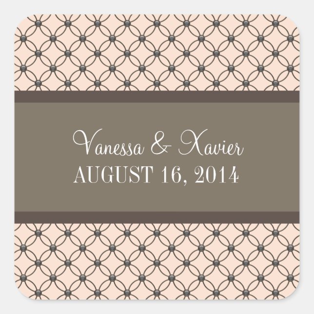 Stickers de mariage en treillis design en lin (Devant)