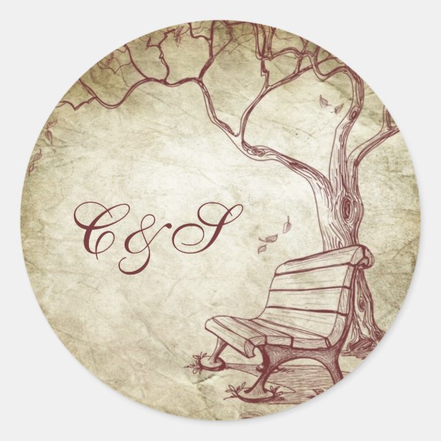 Stickers de mariage favori dans l'arbre d'automne (Devant)