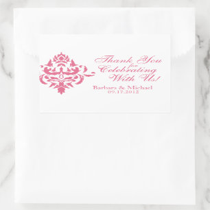 Stickers de mariage favori rose Damask Rectangle