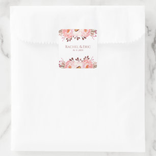 Stickers de mariage floral floue avec des noms per