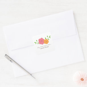 Stickers De Mariage Floral Orange Rouge En Fleur