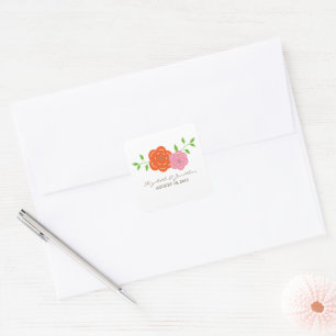 Stickers De Mariage Floral Rose Orange En Fleur