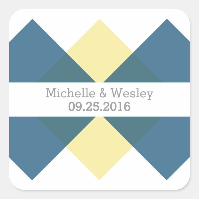 Stickers de mariage géométrique bleu jaune (Devant)