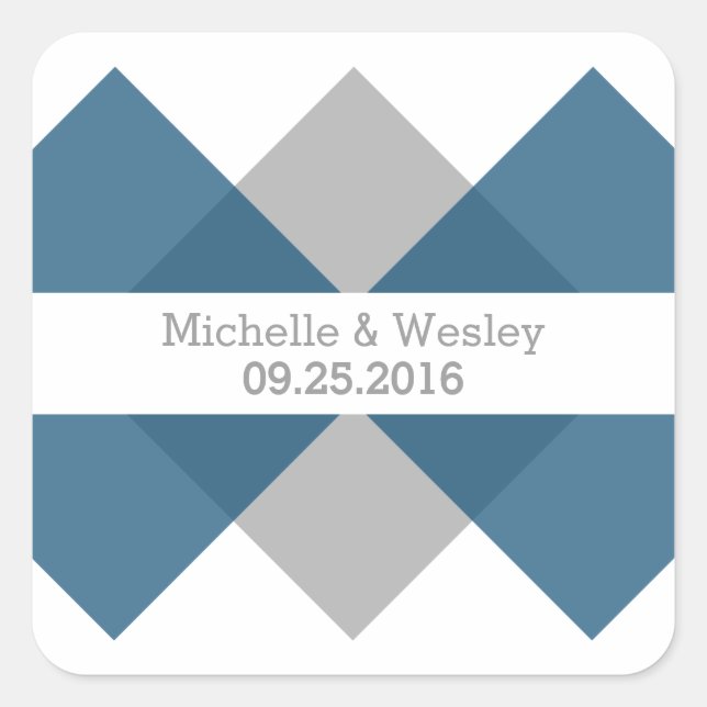Stickers de mariage géométrique gris bleu (Devant)