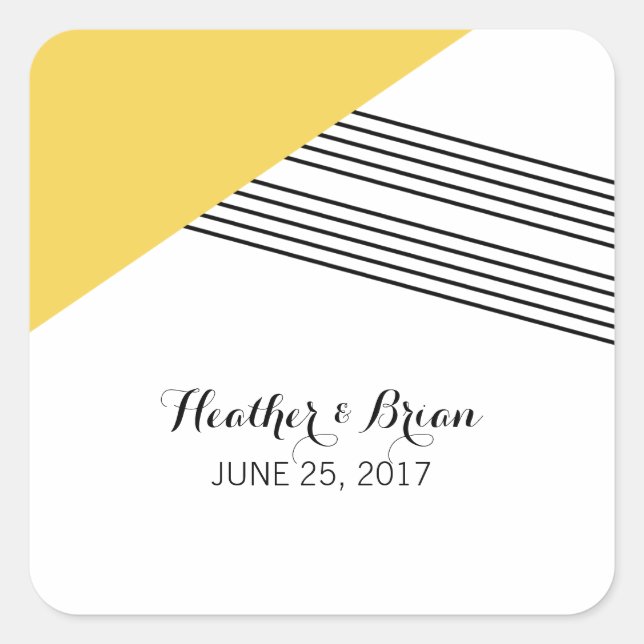 Stickers de mariage géométrique jaune (Devant)