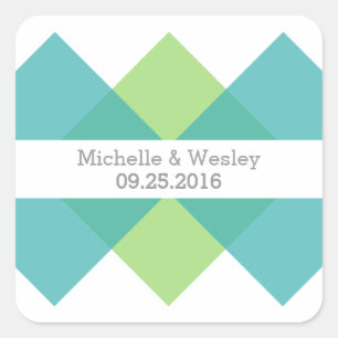 Stickers de mariage géométrique vert turquoise
