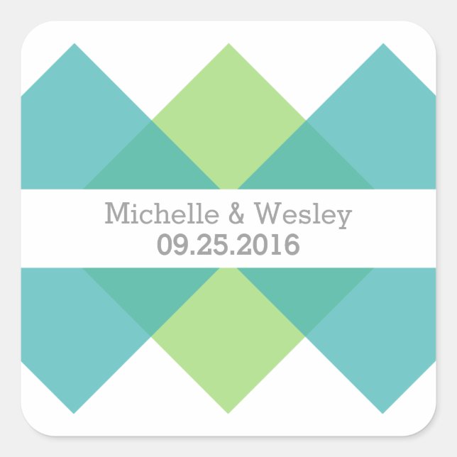 Stickers de mariage géométrique vert turquoise (Devant)