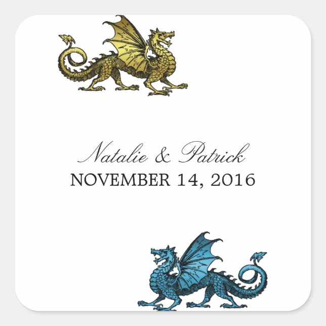 Stickers de mariage Gold Blue Dragon (Devant)