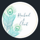 Stickers de mariage Gold Peacock<br><div class="desc">Stickers de mariage élégant Gold Peacock parfait pour vos faveurs de mariage,  invitations et plus encore.</div>