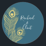 Stickers de mariage Gold Peacock<br><div class="desc">Stickers de mariage élégant Gold Peacock parfait pour vos faveurs de mariage,  invitations et plus encore.</div>