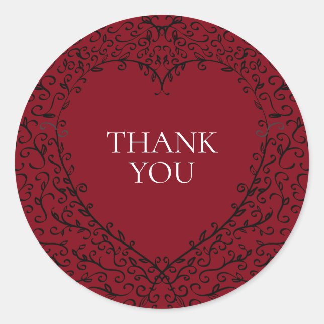 Stickers de mariage gothique du coeur rouge et noi (Devant)