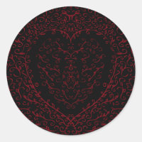 Stickers de mariage gothique du coeur rouge et noi