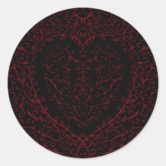 Stickers de mariage gothique du coeur rouge et noi