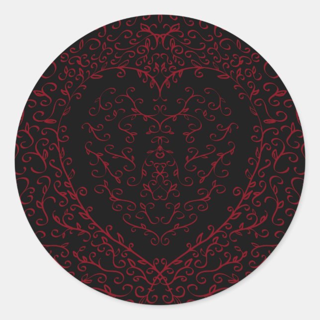 Stickers de mariage gothique du coeur rouge et noi (Devant)