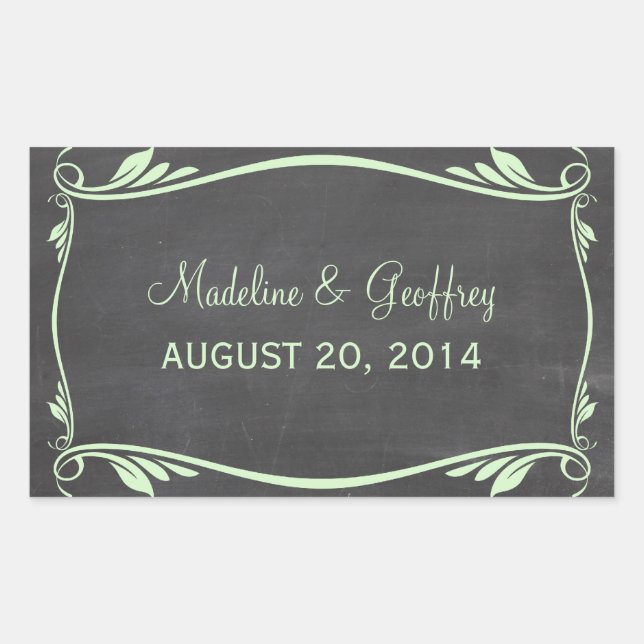Stickers de mariage Green Flourish Chalkboard (Devant)