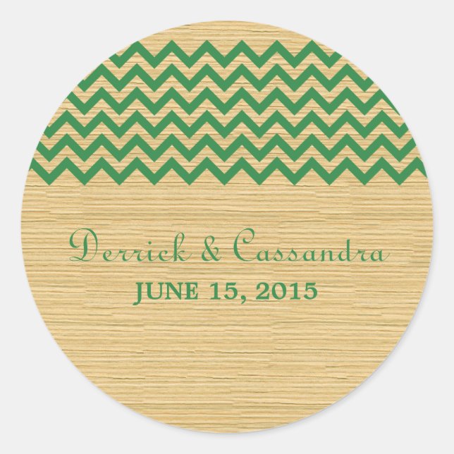 Stickers de mariage Green Rustic Chevron (Devant)