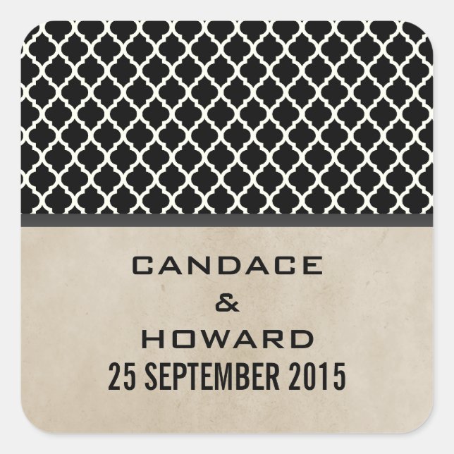 Stickers de mariage gris chic Quatrefoil (Devant)