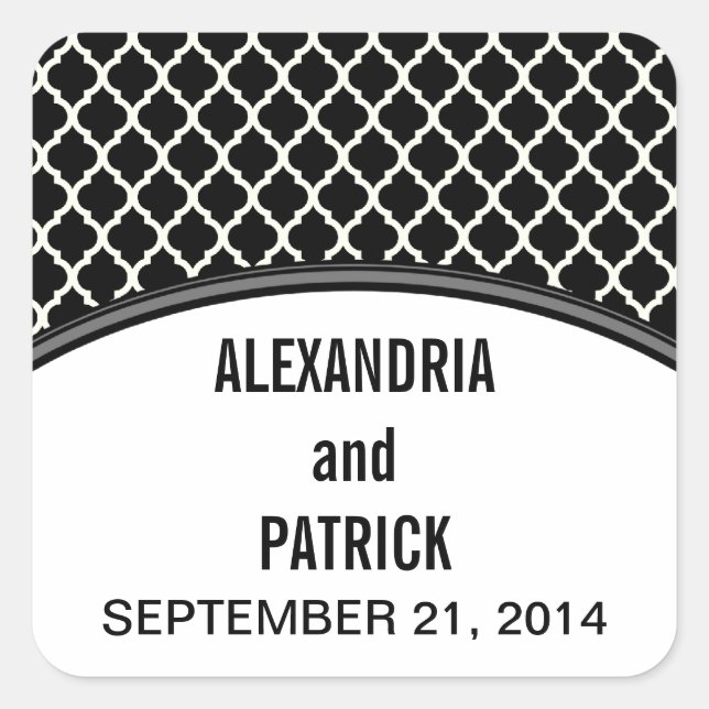 Stickers de mariage gris élégant Quatrefoil (Devant)