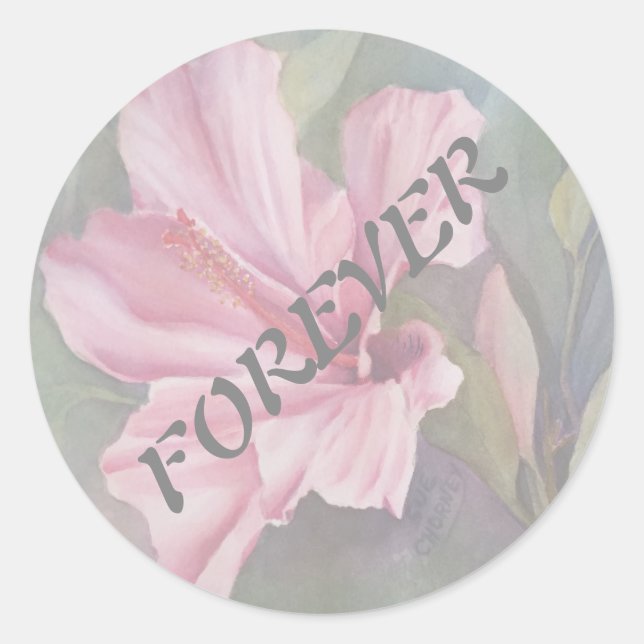 STICKERS DE MARIAGE HIBISCUS ROSE (Devant)