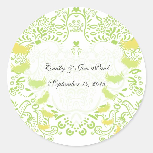 Stickers de mariage Inséparables Whimsical Green L (Devant)