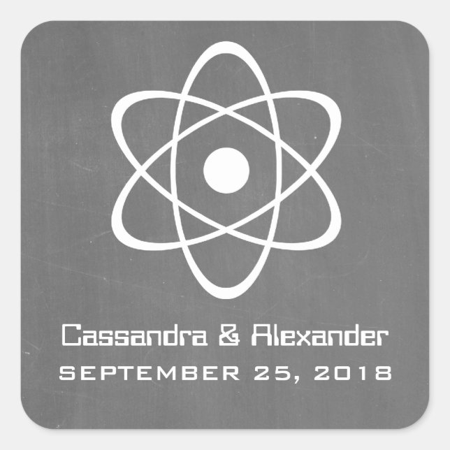 Stickers de mariage ivoires en tableau noir atomiq (Devant)