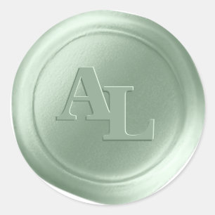 Stickers de mariage Laurel Green Wax Seal Monogram