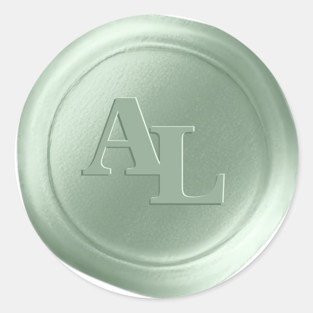 Stickers de mariage Laurel Green Wax Seal Monogram (Devant)