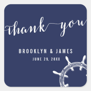 Stickers de mariage Merci bleu marine