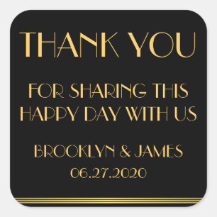Stickers de mariage Merci Gold Black Great Gatsby