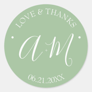 Stickers de mariage Modèle Monogramme vert