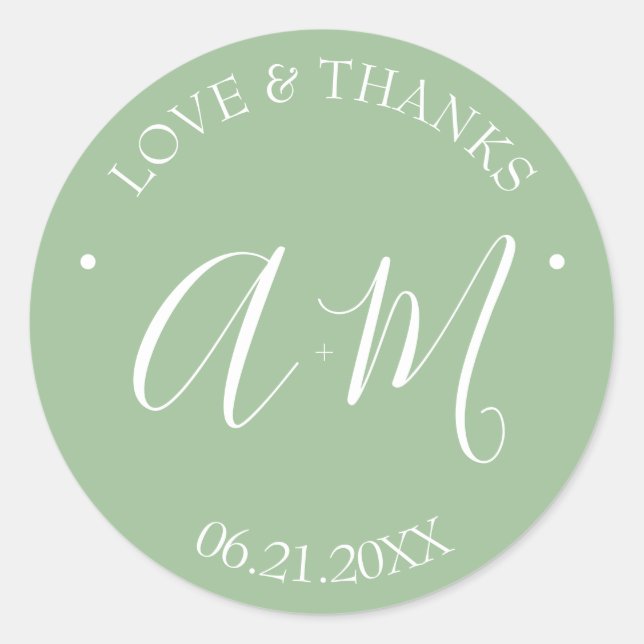 Stickers de mariage Modèle Monogramme vert (Devant)